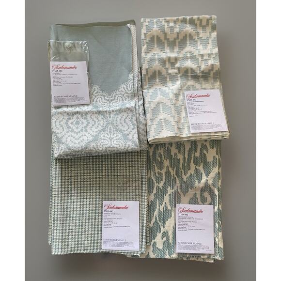 4 Scalamandre Aqua Colorway Luxury Brocade Medium Weight Fabric Samples - Picture 1 of 11